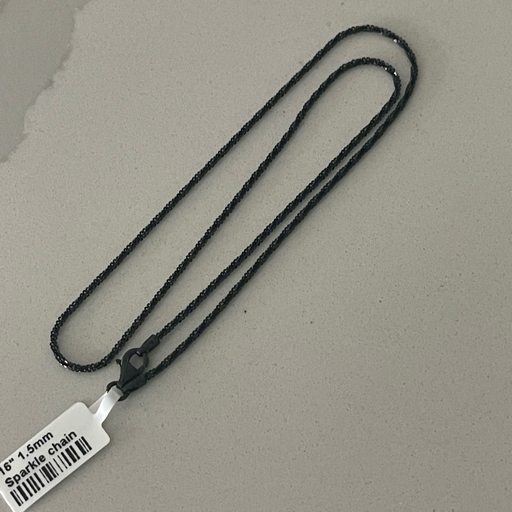 Black Sterling Silver Sparkle Chain Necklace 16”